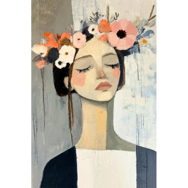 Meisje met bloemen schilderij